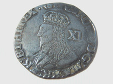A522 - Charles I Silver Hammered Shilling. 1635-36 Crown Mintmark. Group D