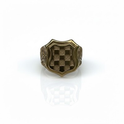 9ct 9K Yellow Gold Large Croatian Shield Emblem Men s Signet Ring Size U. New