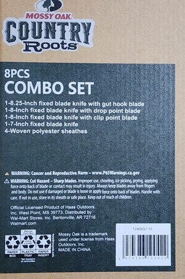 8-Piece MOSSY OAK Country Roots Combo Knife Set Hunting Fishing