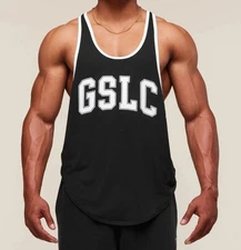 GYMSHARK Fitness 'GSLC Logo Stringer' Stretch Workout / Train Tank Blk S *NWT*