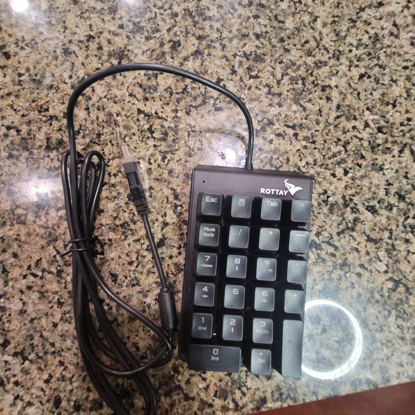 Number Pad, ROTTAY Mechanical USB Wired Numeric Keypad with Blue LED Backlit