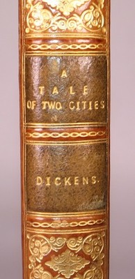 1880 A Tale of Two Cities by Charles Dickens Illustrated Half Leather Binding