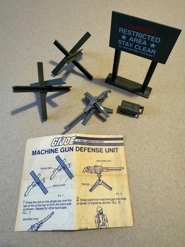 Hasbro 1984 GI Joe Machine Gun Defense Unit with Blueprints Playset