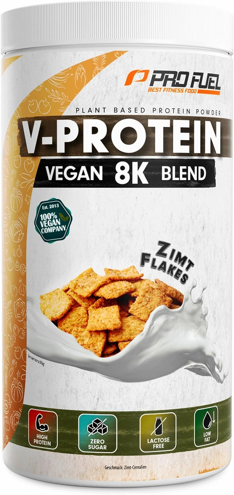V-Protein 8K Blend Vegan Protein Zimt Flakes 79% Eiweiß, verschiedene Sorten