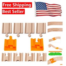 8-Piece Wooden Train Track Adapter Set - Compatible with Major Brands
