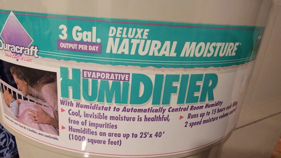 Humidificador evaporativo de humedad natural Duracraft Deluxe DH-805 3 gal. 1000 pies cuadrados Foto 4 de 4
