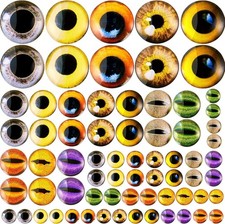 70 Pcs 40/25/16/8 mm Large Animal Glass Eye Round Cabochon Eyes Half Round Dr...