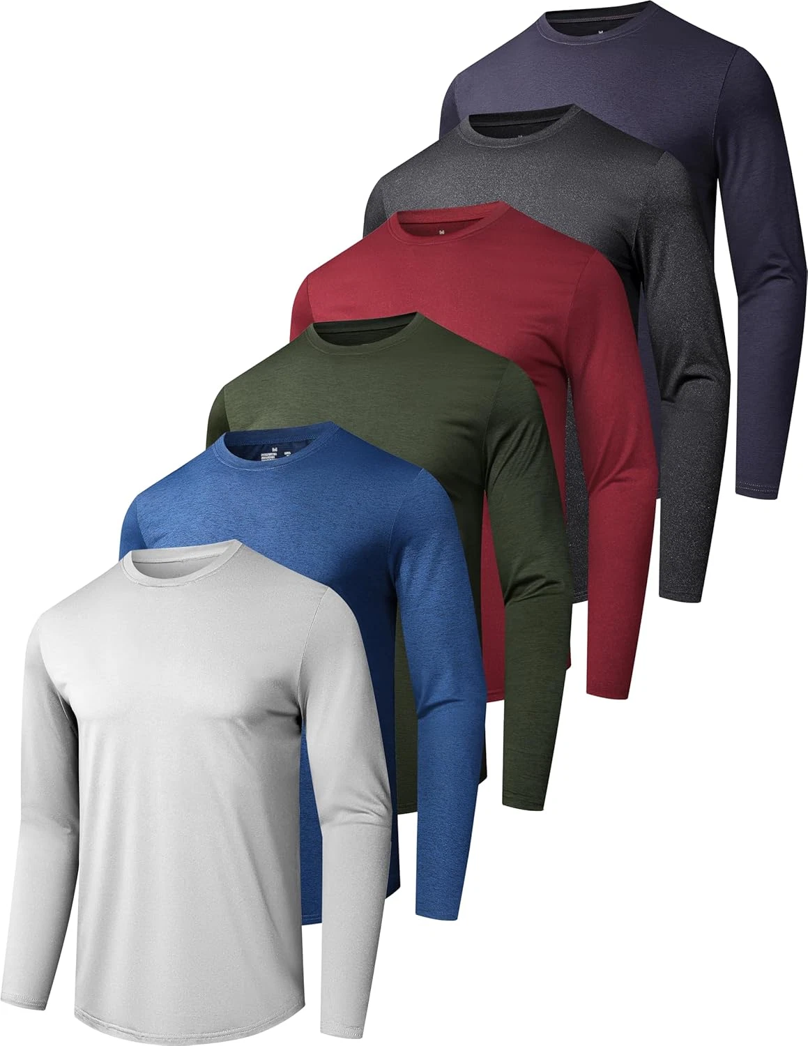 6/7 Pack Men'S Quick Dry Long Sleeve Shirts UPF 50+ UV Sun Protection SPF Shirt