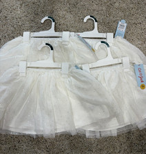 Lot of 4 Cat  Jack Girls 4T White Polka Dot Glitter Tutu Skirt Elastic Waist