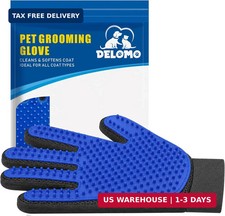 Pet Hair Removal Glove with 255 Silicone Tips for Dogs  Cats, Right Blue  2-in