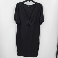 Shein Curve Womens Dress Size 4XL Black Long Sleeve Stretchy Mock Wrap Formal