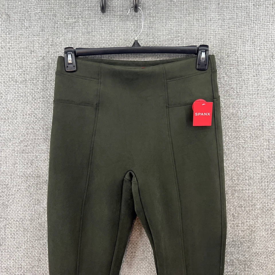Spanx Faux Suede Olive Leggings Women’s Large Tummy Control Washable Stretch - Image 2 of 4