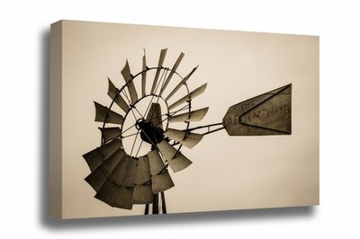 Windmill Canvas: Iowa Farm Rustic Country Aermotor Sepia Rural Midwest Wall Art