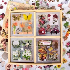 Creative 510PCS Vintage Floral & Nature Stickers Set - Perfect Gift for Crafters