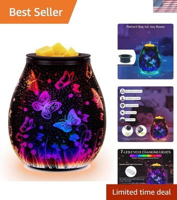Energy-Efficient Wax Warmer with 3D Butterfly Design & Color-Changing LED Light