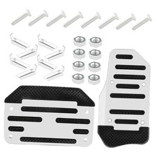 2PCS Non-Slip Car Pedal Covers, Automatic Transmission Gas Pedal Pads Silver