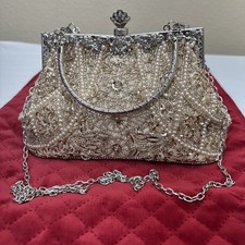EUC Elegant Beaded,Sequins Clutch Evening Women Formal Bridal Wedding Clutch Bag