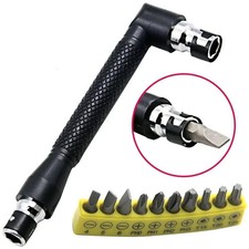L-Shaped 1/4” Hex Screwdriver Bit 90° Double Head Handle 10pc Tool Set