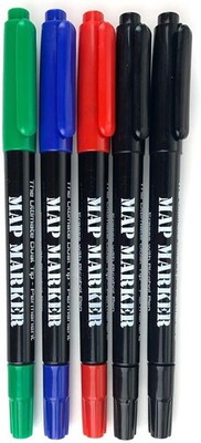 Map Markers - Dual Tip, Pack of 5 1 Count (Pack 5), Assorted 