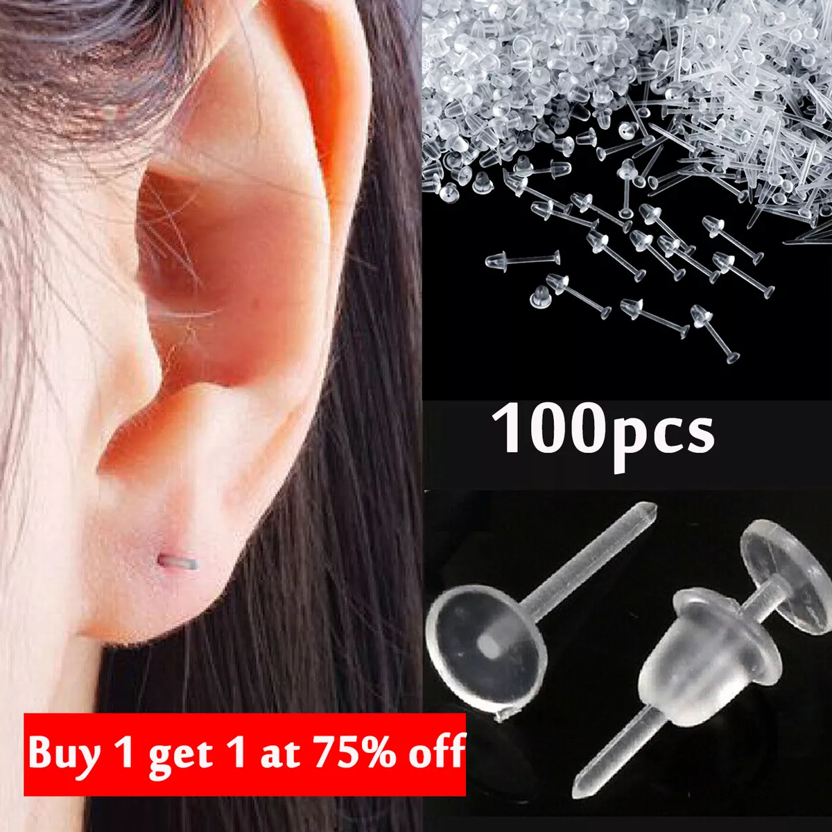 10Pcs Hypoallergenic Simple Plastic Earrings Clear Ear Pins Needle and  Resin Anti-allergy Earring Jewelry DIY Ear Accessories - AliExpress