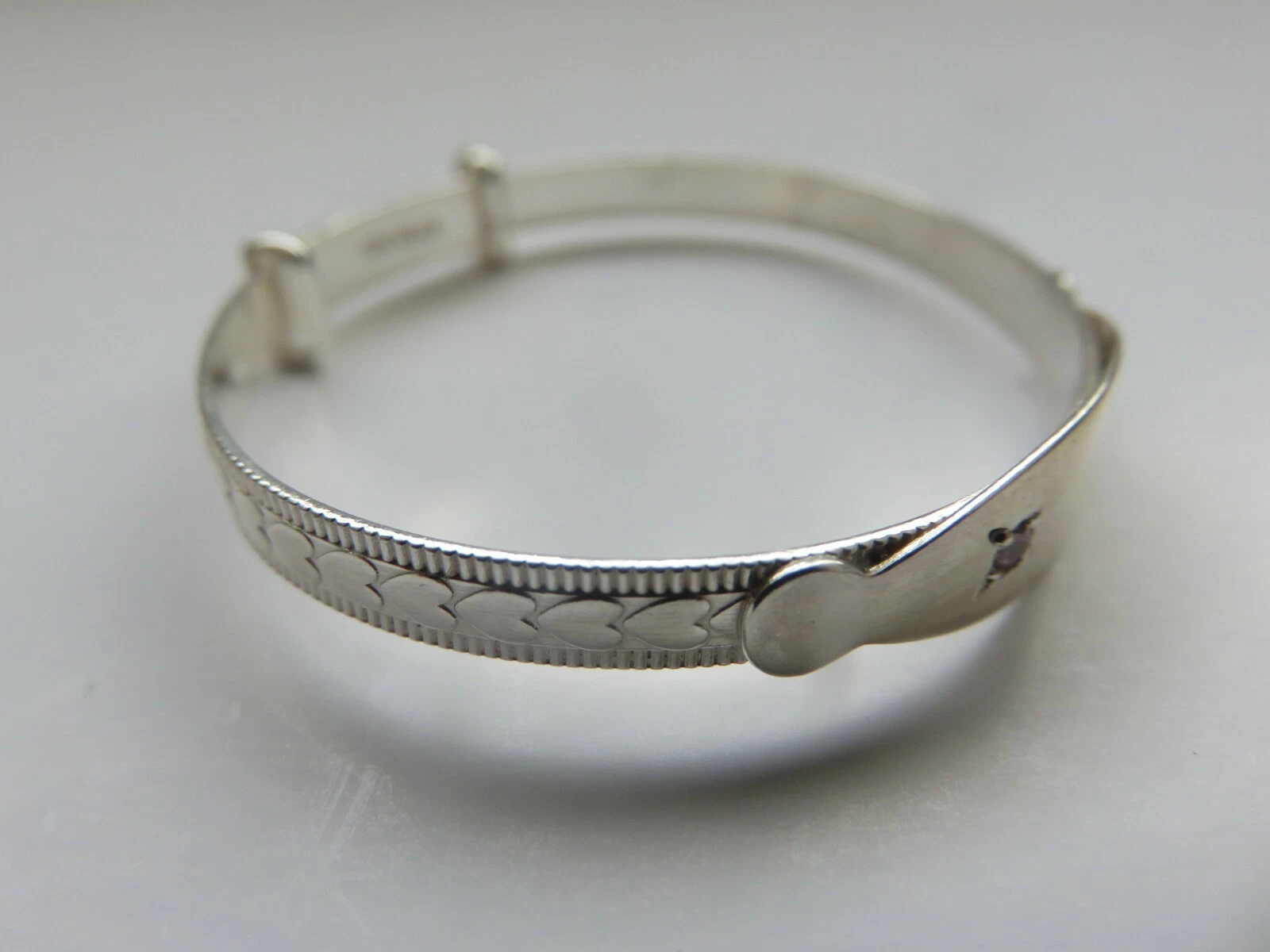 VALENTINO Regalo Battesimo Bracciale Bambino Argento 925 Sterling ID Espansione Cuore Zircone Rosa