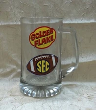 Golden Flake Vintage Glass Stein Mug Southeastern Conference 20 fl. oz. SEC Cup