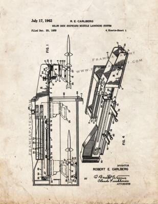 Below Deck Shipboard Missile Launching System Patent Print Old Look
