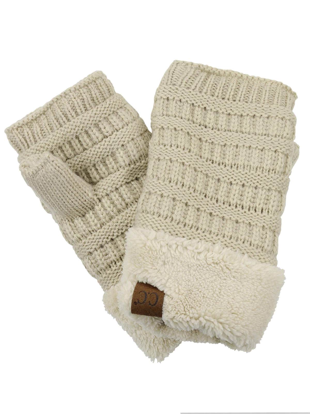 New! C.C Women's Warm Knit Fingerless Half Finger Fleece Lined Winter Gloves
Opens in a new window o
