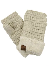 New! C.C Women's Warm Knit Fingerless Half Finger Fleece Lined Winter Gloves