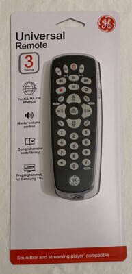 GE Universal Remote Control 3 Device 34456 Preprogrammed For Samsung TV s NIP