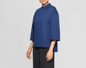 navy blue mock neck top