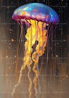 Glowing Jellyfish Art Print, Abstract Sea Life Decor Fantasy Ocean Animal Poster