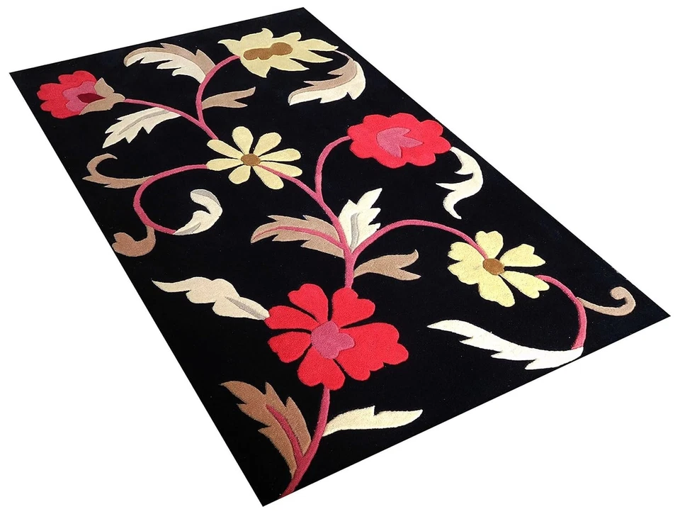 Шерстяной ковер ручной работы Новая Зеландия мягкий цветочный узор черный ковер ручной работы 8x10 для комнаты - Изображение 4 из 4