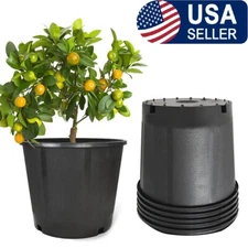 5PCS 11.2"x9.3" Squat Plastic Plant Flower Pot Seed Starting Nursery Containers