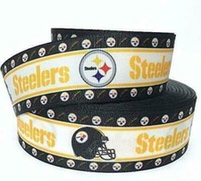 GROSGRAIN RIBBON 5/8", 7/8", 1.5"  3" SPORTS TEAM Black FOOTBALL Printed