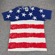 Vintage Screen Stars Best Flag T-Shirt USA Made Single Stitch AOP Mens XL *