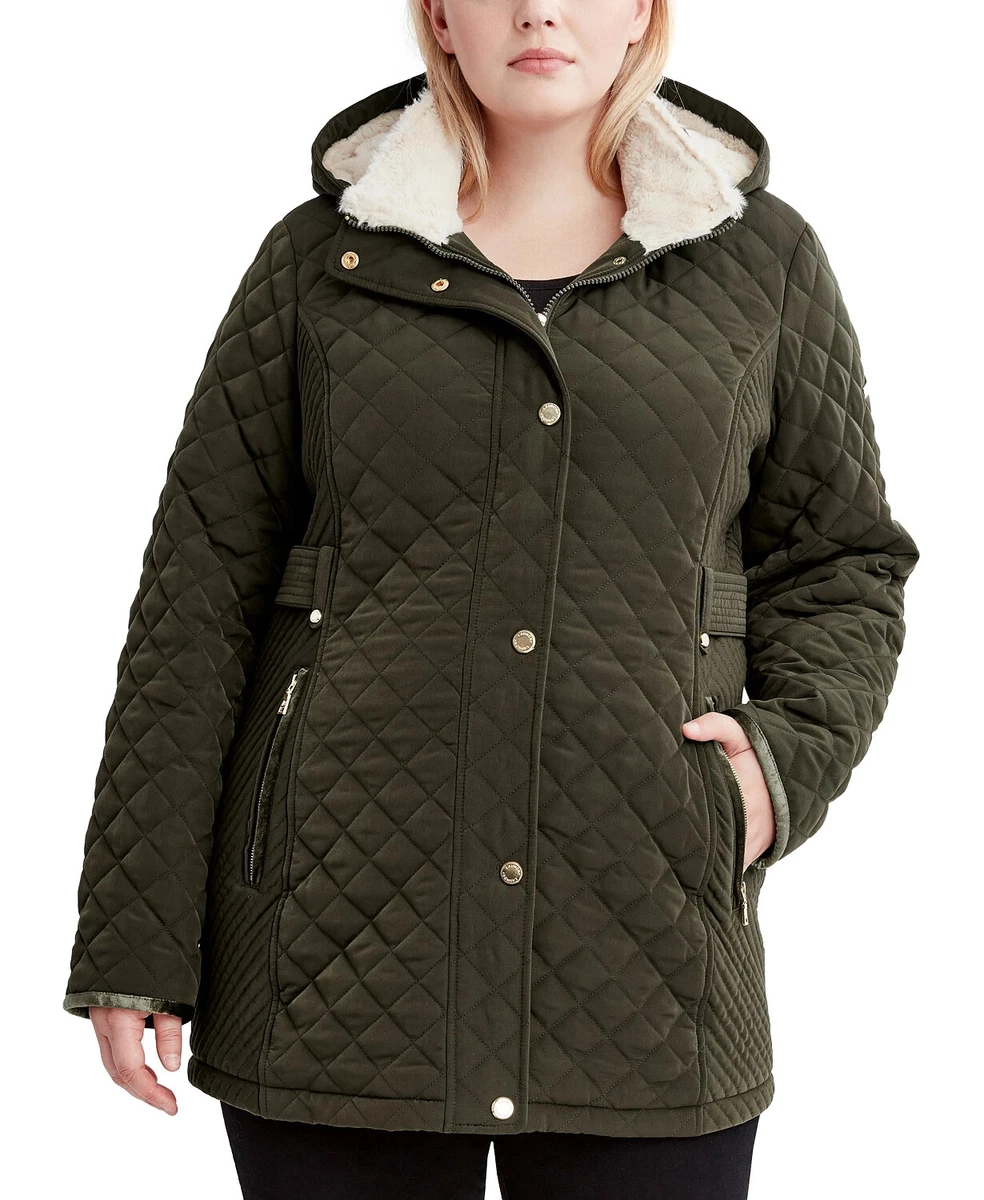Laundry by shelli segal quilted faux shearling lined hooded jacket hotsell