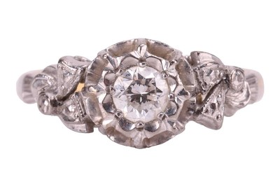 Einzigartiger Vintage 18kt Gold Diamant Solitär Ring - seltenes Band Galerie Design