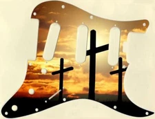 Stratocaster Strat Pickguard Custom to fit Fender SSS11 Hole ELITE Three Cross 2