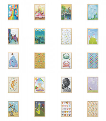 Ambesonne Cartoons Form Wall Art with Frame for Bathrooms Living Room Dorms