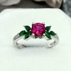 2.20Ct Round Cut Lab Created Red Ruby Engagement Ring 14K White Gold Plated