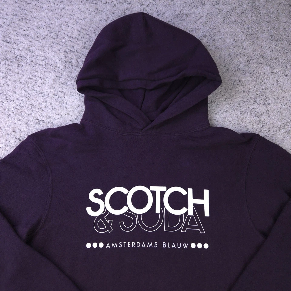 Sudadera con Capucha Scotch Soda Para Hombres Mediana Pullover Polar Gráfico Sudadera Púrpura Delgada Foto 3 de 4