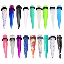 18PCS Acrylic Straight Tapers Set Ear Gauges Stretching Kit Piercing 14G-20MM