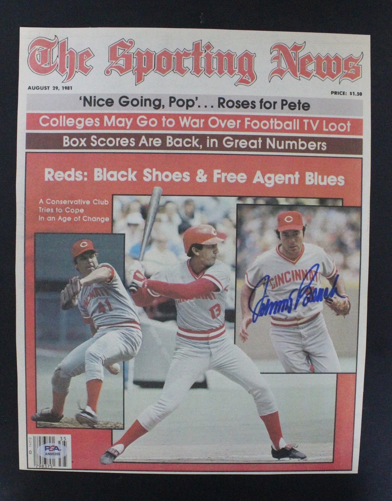 Johnny Bench Reds Signed Sporting News Cover Autograph PSA/DNA AN85355