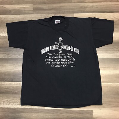 Vintage Member Dickie Do Club Funny Comedy Single Stitch Black T-Shirt Sz XL