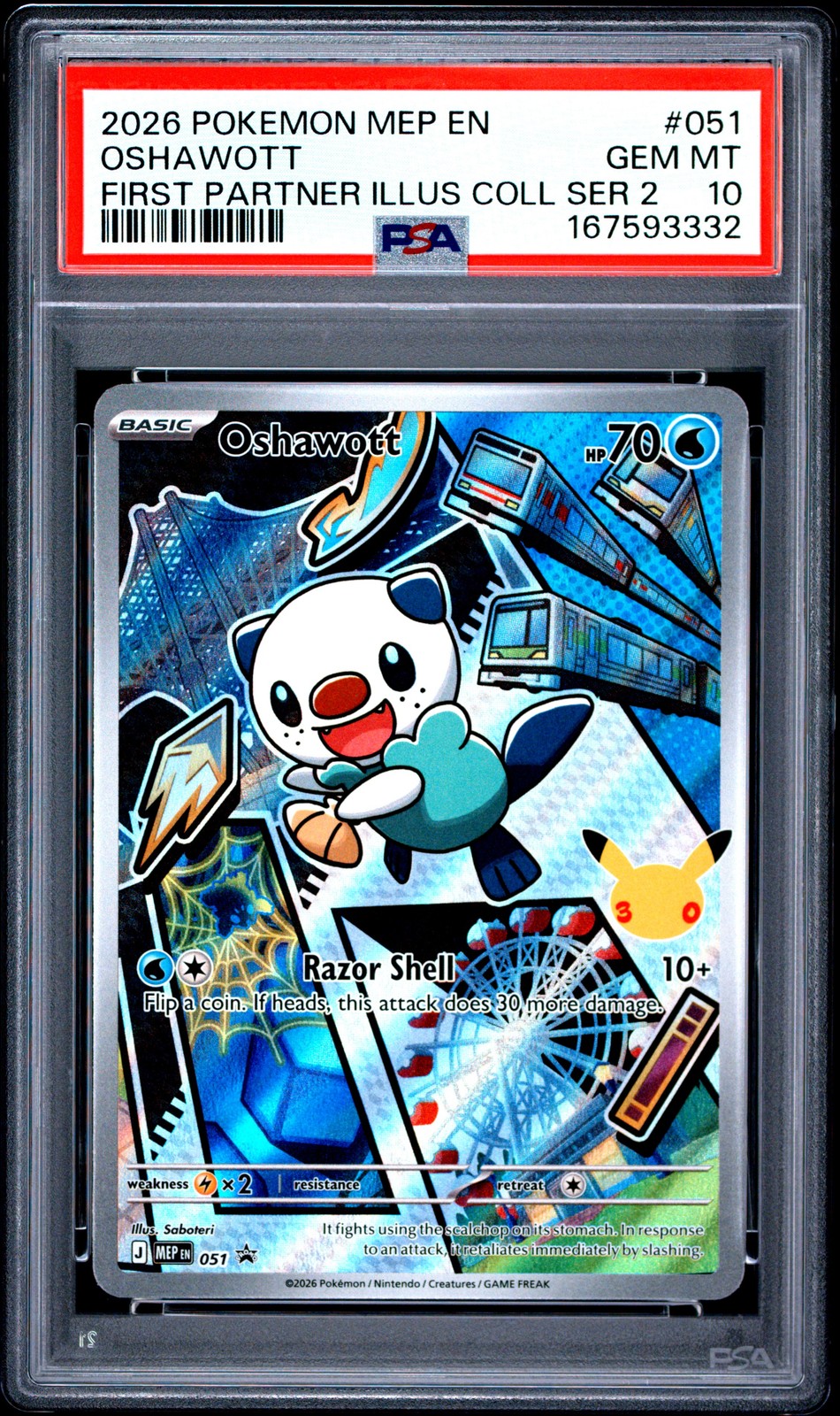 2026 POKEMON MEP EN-ME BLACK STAR PROMO #051 OSHAWOTT PSA 10