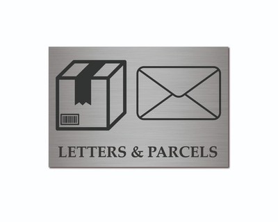 Brief & Paketkasten Schild gebürstet silber Aluminium 15 x 10 cm mit Aufklebern