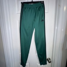 Adidas Track Pants Youth Size 14/16 Green Three Strip Joggers, Sweatpants