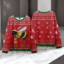 Catbee Funny Ugly Christmas Sweater, Cute Cat Bee Hybrid Festive Xmas Top