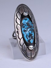 Navajo Sterling Silver Ring with Turquoise Setting Size 7